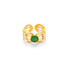 Wholesale Women's Titanium Steel Ring Inlaid With Colorful Natural Stone Retro Niche Geometric U Shape 18K Gold Plated