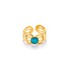 Wholesale Women's Titanium Steel Ring Inlaid With Colorful Natural Stone Retro Niche Geometric U Shape 18K Gold Plated