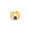Wholesale Women's Titanium Steel Ring Inlaid With Colorful Natural Stone Retro Niche Geometric U Shape 18K Gold Plated