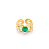 Wholesale Women's Titanium Steel Ring Inlaid With Colorful Natural Stone Retro Niche Geometric U Shape 18K Gold Plated