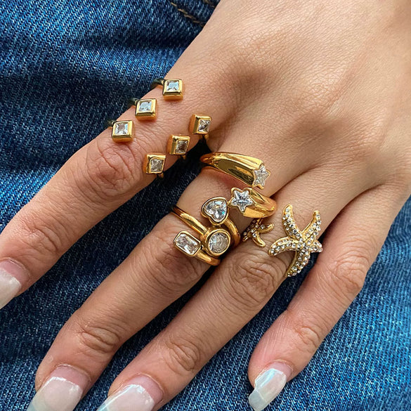 Wholesale Women's Titanium Steel Ring With Geometric Design And Electroplating Treatment