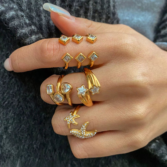 Wholesale Women's Titanium Steel Ring With Geometric Design And Electroplating Treatment