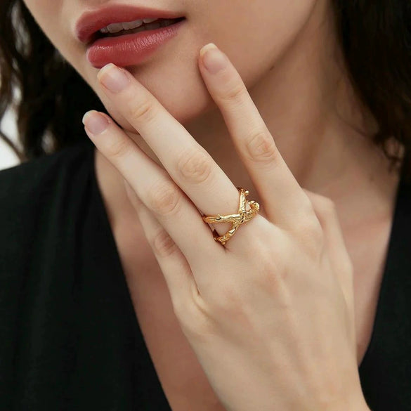 Wholesale Women's Titanium Steel Ring With Geometric Design Electroplated Stainless Steel Jewelry