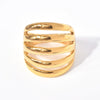 Wholesale Women's Titanium Steel Ring With Geometric Stripe Hollow Design And 18K Gold Plated Electroplating