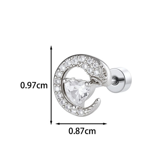 Wholesale Women's Titanium Steel Romantic Love Zircon Snake Double Head Screw Piercing Earrings