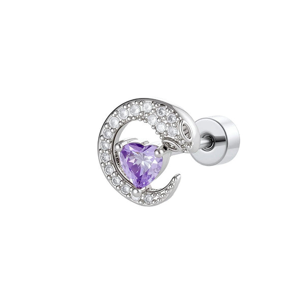 Wholesale Women's Titanium Steel Romantic Love Zircon Snake Double Head Screw Piercing Earrings