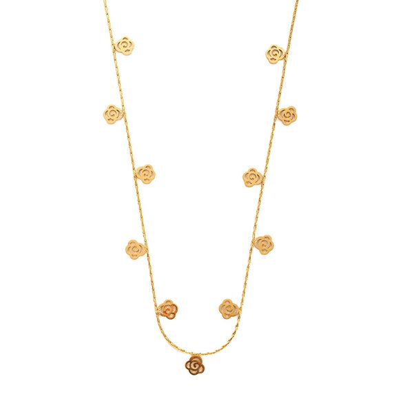 Wholesale Women's Titanium Steel Rose Hollow Necklace Electroplated Simple Highend Personality Niche Design Clavicle Chain