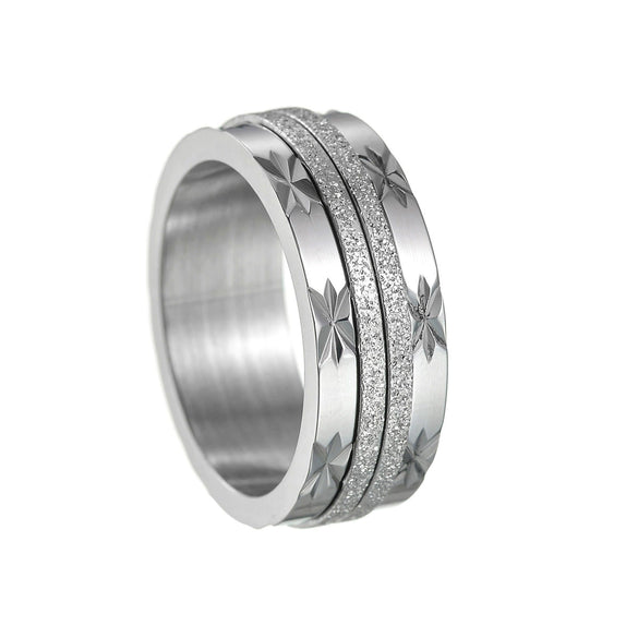 Wholesale Women's Titanium Steel Rotatable Stress Relief Ring With Geometric Style And Seiko Craftsmanship