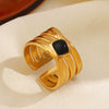 Wholesale Women's Titanium Steel Round Drop Oil Opening Ring With Geometric Style And 18K Gold Plated Stainless Steel