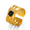 Wholesale Women's Titanium Steel Round Drop Oil Opening Ring With Geometric Style And 18K Gold Plated Stainless Steel
