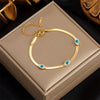 Wholesale Women's Titanium Steel Round Plate Fivepointed Star Eye Electroplated Bracelet Fashion Retro Light Luxury Style