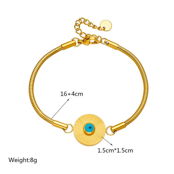 Wholesale Women's Titanium Steel Round Plate Fivepointed Star Eye Electroplated Bracelet Fashion Retro Light Luxury Style
