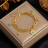 Wholesale Women's Titanium Steel Round Plate Fivepointed Star Eye Electroplated Bracelet Fashion Retro Light Luxury Style