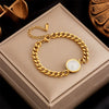 Wholesale Women's Titanium Steel Round Plate Fivepointed Star Eye Electroplated Bracelet Fashion Retro Light Luxury Style