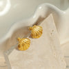 Wholesale Women's 316L Stainless Steel Semicircle Shell Earrings With Electroplating And Maillard Style