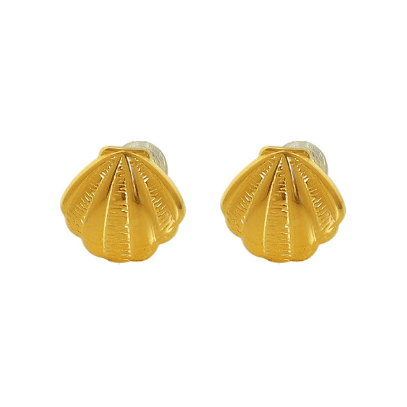 Wholesale Women's 316L Stainless Steel Semicircle Shell Earrings With Electroplating And Maillard Style
