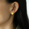 Wholesale Women's 316L Stainless Steel Semicircle Shell Earrings With Electroplating And Maillard Style
