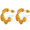 Wholesale Women's 316L Stainless Steel Simple Geometric Twist Cross Irregular Cshaped Electroplated Earrings