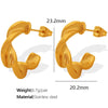 Wholesale Women's 316L Stainless Steel Simple Geometric Twist Cross Irregular Cshaped Electroplated Earrings