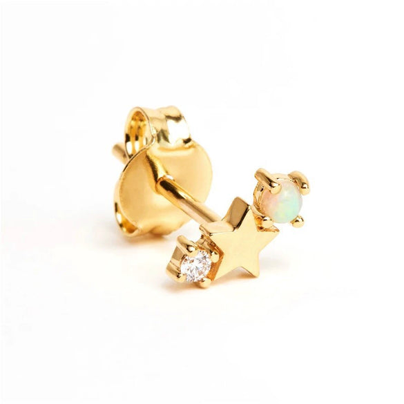 Wholesale Women's Titanium Steel Simple Twelve Constellations Diamonddesigned Earrings With Star Letters Numbers And Text Patterns