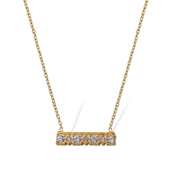 Wholesale Women's 316L Stainless Steel Singlerow Diamond Pendant Necklace With Geometric Styling And Electroplating Treatment