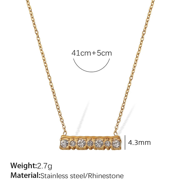 Wholesale Women's 316L Stainless Steel Singlerow Diamond Pendant Necklace With Geometric Styling And Electroplating Treatment