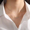 Wholesale Women's 316L Stainless Steel Singlerow Diamond Pendant Necklace With Geometric Styling And Electroplating Treatment