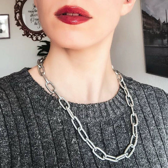 Wholesale Women's Titanium Steel Snake Bone Chain Hip Hop Cuban Necklace With Geometric Design And Gold Inlaid