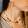 Wholesale Women's Titanium Steel Snake Bone Chain Hip Hop Cuban Necklace With Geometric Design And Gold Inlaid