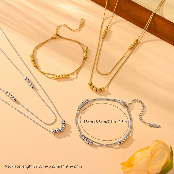 Wholesale Women's Titanium Steel Snake Bone Chain Necklace With Geometric Style