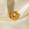 Wholesale Women's Titanium Steel Stainless Steel Geometric Lava Depression Ring With 18K Gold Plated Electroplating