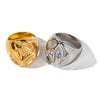 Wholesale Women's Titanium Steel Stainless Steel Geometric Lava Depression Ring With 18K Gold Plated Electroplating