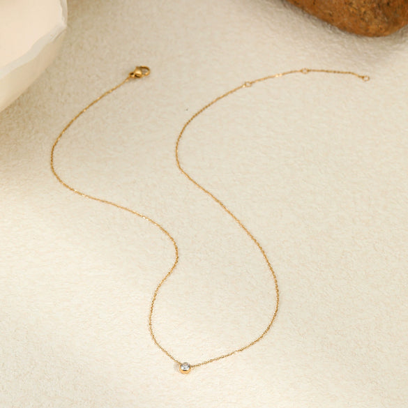 Wholesale Women's Titanium Steel Stainless Steel 18K Geometric Clavicle Chain Necklace Electroplated Minimalist Style Jewelry