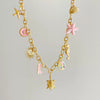 Wholesale Women's Titanium Steel Star Pattern Electroplated Multi Pendant Color Rope Necklace
