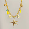 Wholesale Women's Titanium Steel Star Pattern Electroplated Multi Pendant Color Rope Necklace