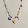 Wholesale Women's Titanium Steel Star Pattern Electroplated Multi Pendant Color Rope Necklace