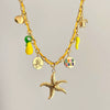 Wholesale Women's Titanium Steel Star Pattern Electroplated Multi Pendant Color Rope Necklace