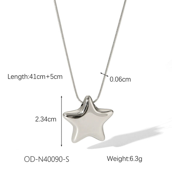 Wholesale Women's Titanium Steel Star Pendant Necklace With Vacuum Plating And O Word Chain Simple Fashion And Non Fading