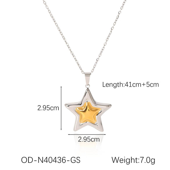 Wholesale Women's Titanium Steel Star Pendant Necklace With Vacuum Plating And O Word Chain Simple Fashion And Non Fading