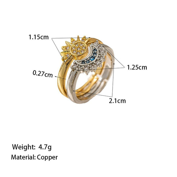 Wholesale Women's Titanium Steel Star Shape Necklace And Open Ring Set With Zircon Inlaid Pendant And Oshaped Chain Light Luxury Minimalist Style