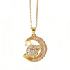 Wholesale Women's Titanium Steel Star Shape Zircon Inlaid Copper Pendant Necklace With Water Wave Chain Light Luxury Minimalist Style
