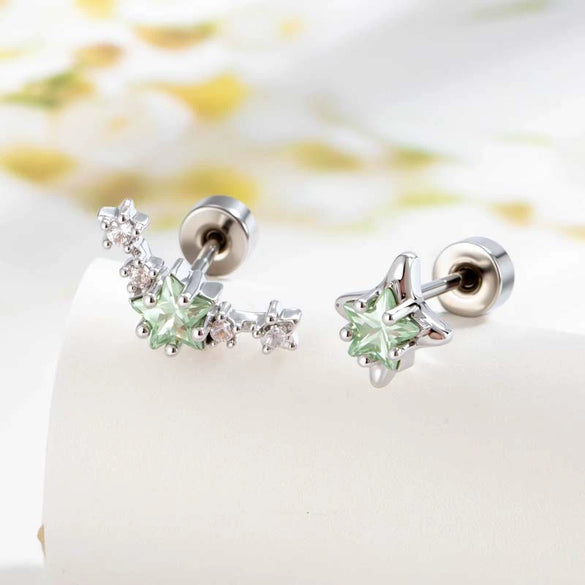 Wholesale Women's Titanium Steel Star Zircon Inlaid Ear Bone Nails