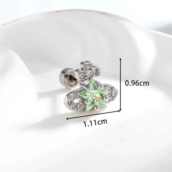 Wholesale Women's Titanium Steel Star Zircon Inlaid Ear Bone Nails