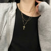 Wholesale Women's Titanium Steel Three Layer Cross Necklace With Geometric Design And Cold Light Luxury Style