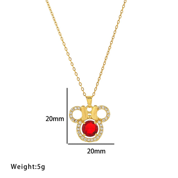 Wholesale Women's Titanium Steel Three Piece Set With Butterfly And Mickey Design Full Diamond Geometric Pattern O Chain Light Luxury Elegant Gorgeous Vacuum Furnace Electroplated