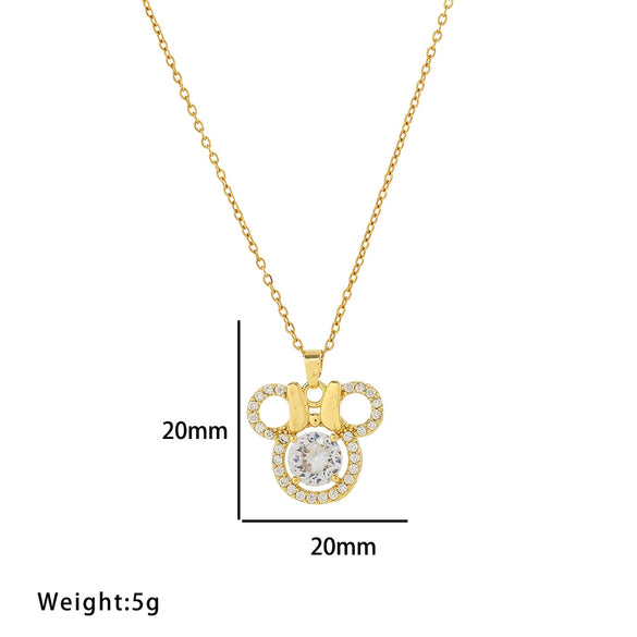 Wholesale Women's Titanium Steel Three Piece Set With Butterfly And Mickey Design Full Diamond Geometric Pattern O Chain Light Luxury Elegant Gorgeous Vacuum Furnace Electroplated