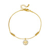 Wholesale Women's Titanium Steel Tree Of Life Pendant Anklet With Gold Bead Chain Simple Luxury Style