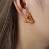 Wholesale Women's 316L Stainless Steel U Shaped Ball Earrings With Electroplating And Geometric Style
