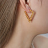 Wholesale Women's 316L Stainless Steel U Shaped Ball Earrings With Electroplating And Geometric Style