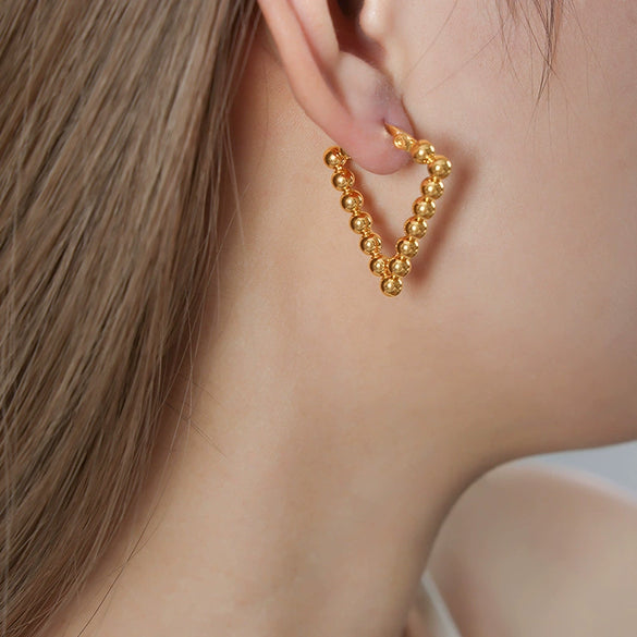 Wholesale Women's 316L Stainless Steel U Shaped Ball Earrings With Electroplating And Geometric Style